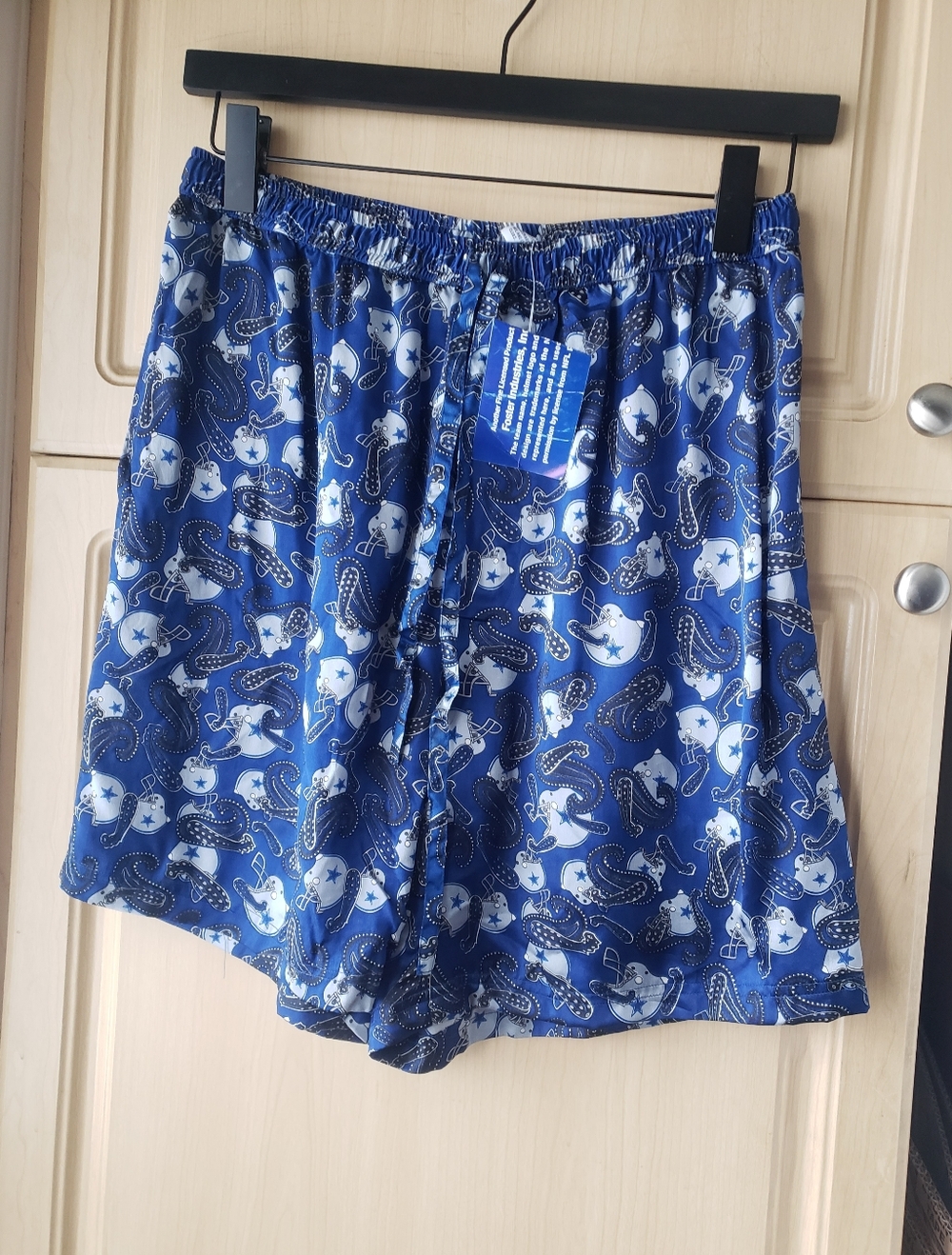 NWT NFL Blue Paisley 100% Silk Lounge Shorts